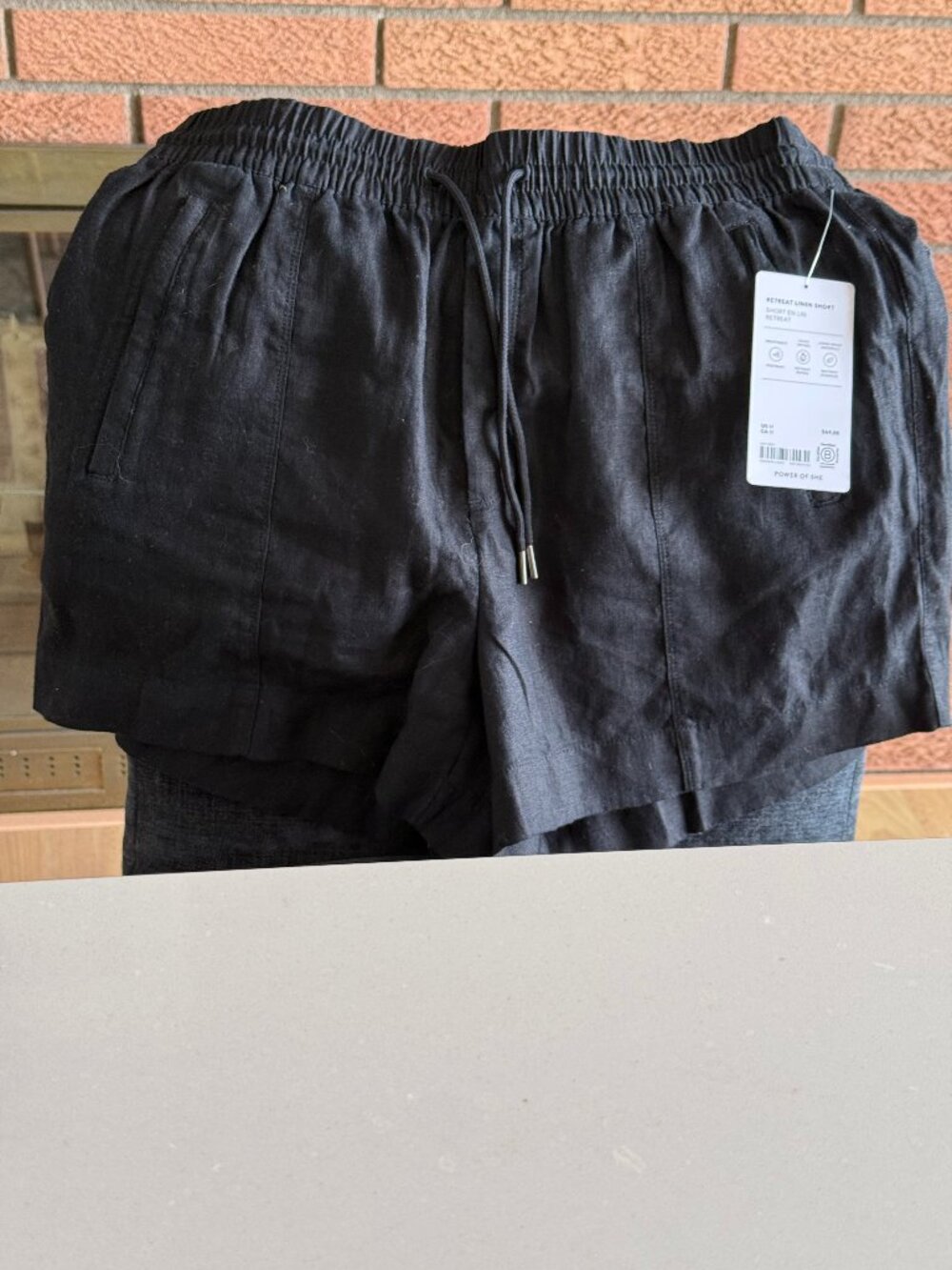 Athleta Retreat Linen Shorts Black Medium